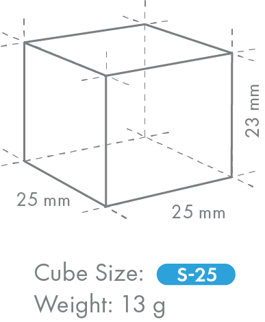 Cube dimensions of Hoshizaki IM-65PE-25-F Self-Contained Cube Ice Maker with Drain Pump 46kg | Ice Machines Brisbane