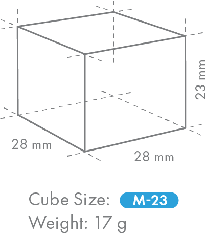 Hoshizaki IM-130PE-23-F Self-Contained Cube Ice Maker with Drain Pump 96kg | Ice Machines Brisbane - Cube with dimensions and weight label on a white background